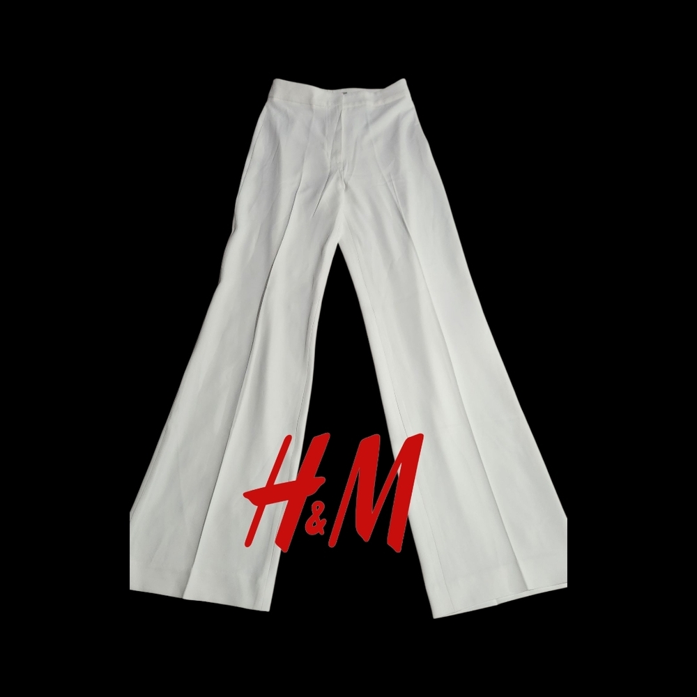 H&M Wide-Leg High-Waist Trousers – White – Size US 2 / EUR 34  NWT